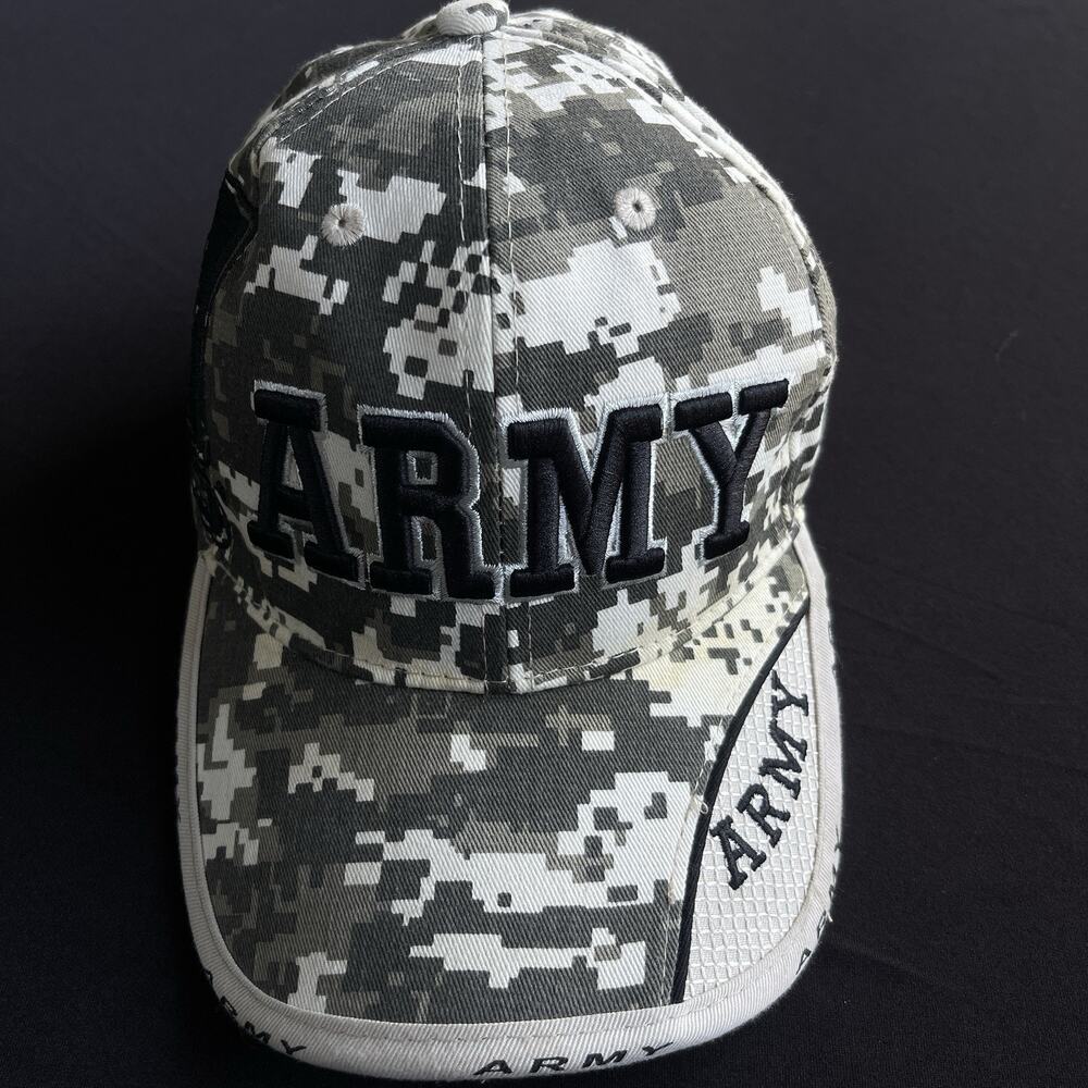 US Army Strapback Hat Digi Camo Adjustable‎ Brown Military Star Logo Cotton
